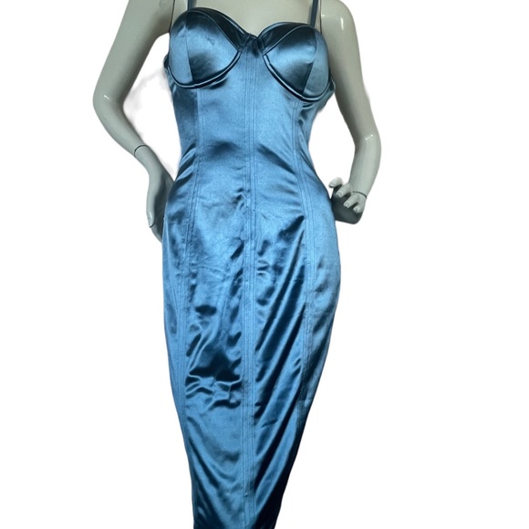 City Lux Satin Blue Bodycon Dress - Picture 5 of 17